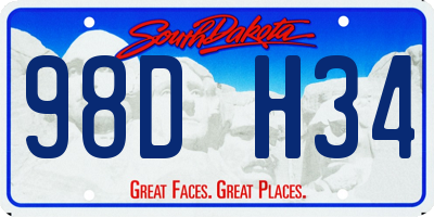 SD license plate 98DH34