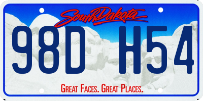 SD license plate 98DH54
