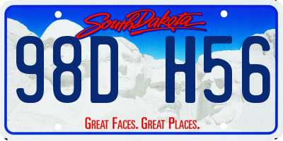 SD license plate 98DH56