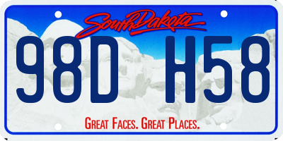 SD license plate 98DH58