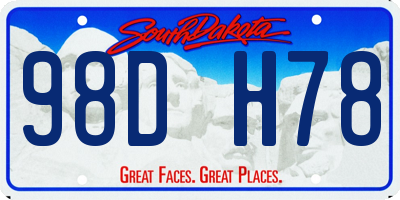SD license plate 98DH78