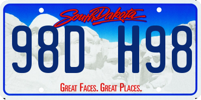 SD license plate 98DH98
