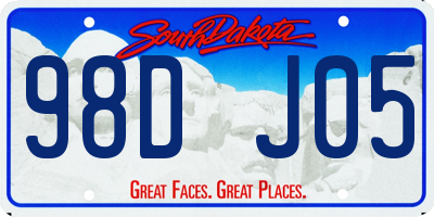 SD license plate 98DJ05