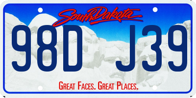SD license plate 98DJ39