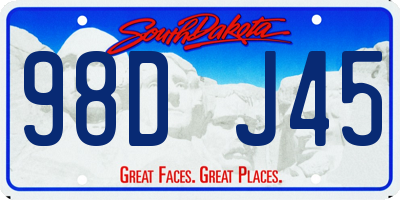 SD license plate 98DJ45