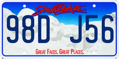 SD license plate 98DJ56