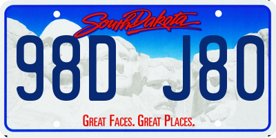 SD license plate 98DJ80