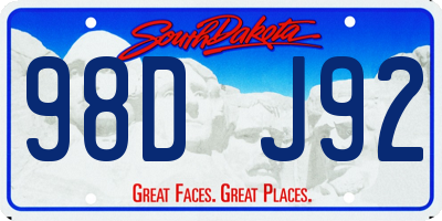 SD license plate 98DJ92