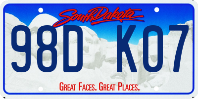 SD license plate 98DK07