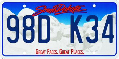 SD license plate 98DK34