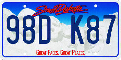 SD license plate 98DK87