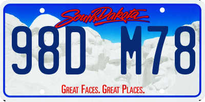 SD license plate 98DM78