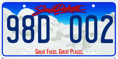 SD license plate 98DO02