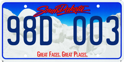 SD license plate 98DO03