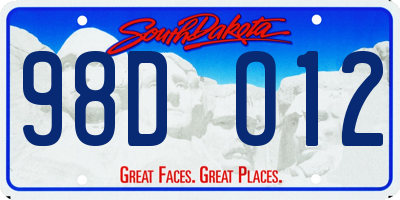 SD license plate 98DO12