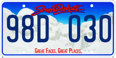 SD license plate 98DO30