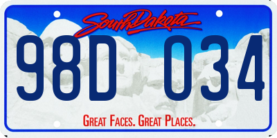 SD license plate 98DO34