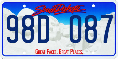 SD license plate 98DO87