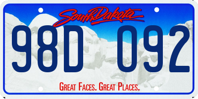 SD license plate 98DO92