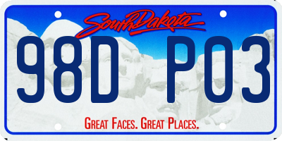 SD license plate 98DP03