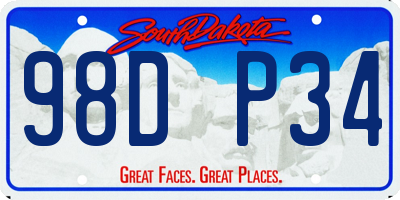SD license plate 98DP34