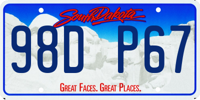 SD license plate 98DP67