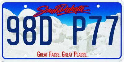 SD license plate 98DP77