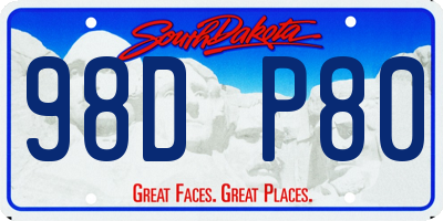 SD license plate 98DP80