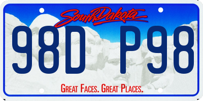SD license plate 98DP98