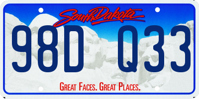 SD license plate 98DQ33