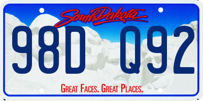 SD license plate 98DQ92