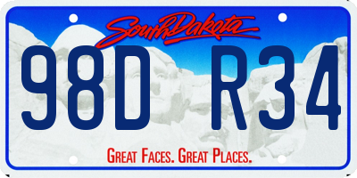 SD license plate 98DR34