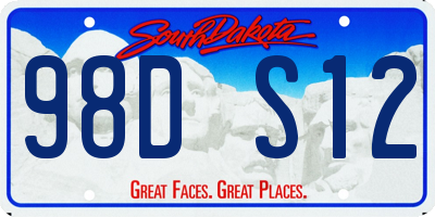 SD license plate 98DS12