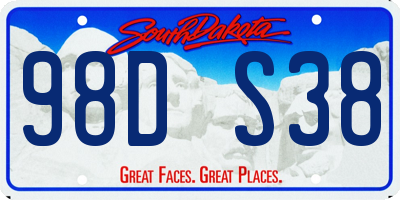 SD license plate 98DS38