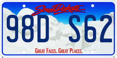 SD license plate 98DS62