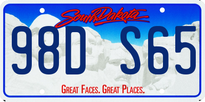 SD license plate 98DS65
