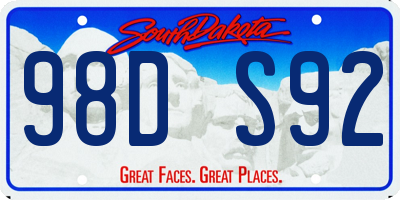 SD license plate 98DS92