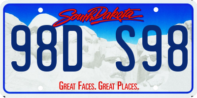 SD license plate 98DS98