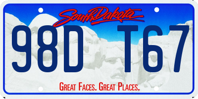 SD license plate 98DT67