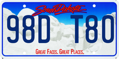 SD license plate 98DT80