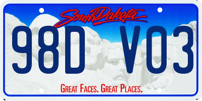SD license plate 98DV03