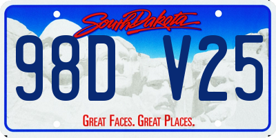 SD license plate 98DV25