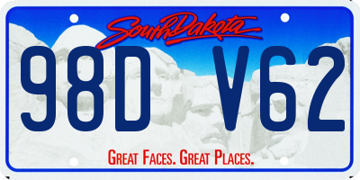 SD license plate 98DV62