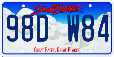 SD license plate 98DW84