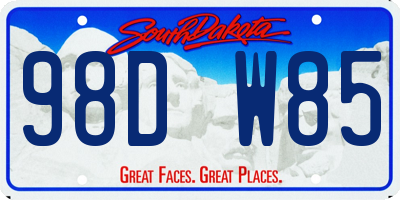 SD license plate 98DW85