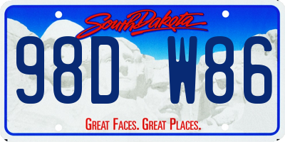 SD license plate 98DW86
