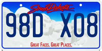 SD license plate 98DX08