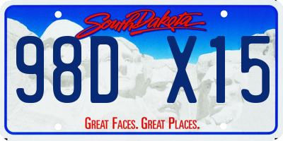 SD license plate 98DX15