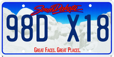 SD license plate 98DX18