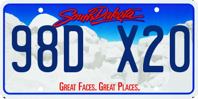 SD license plate 98DX20
